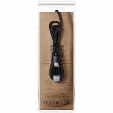 Logotrade Werbegeschenke das Foto: SCX.design C40 5-in-1 Ladekabel aus rPET mit 10W Ladepad und Leuchtlogo