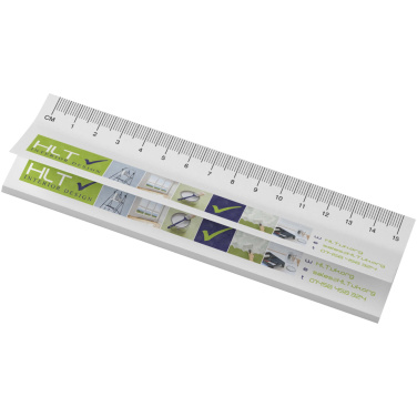Logotrade Werbeartikel das Foto: Sticky-Mate® Haftnotizen mit gedrucktem 15 cm Lineal aus recyceltem Material