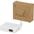 Acrux 35 W 10.000 mAh Tablet Powerbank mit integriertem Typ-C-Kabel aus recyceltem Kunststoff, Weiß