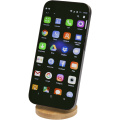 Alcor Klappbare magnetische Smartphonehalterung aus recyceltem Kunststoff mit Bambusdetails, Tiefschwarz