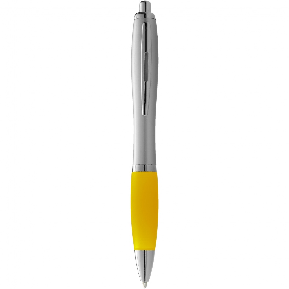 Logo trade promotional gift photo of: Nash ballpoint pen silver barrel and coloured grip