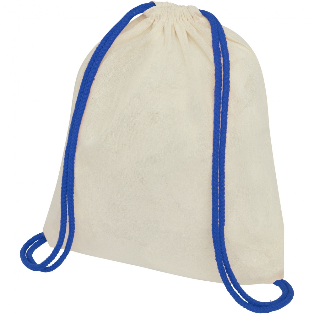 Logo trade promotional giveaway photo of: Oregon 100 g/m² cotton drawstring bag with coloured cords 5L