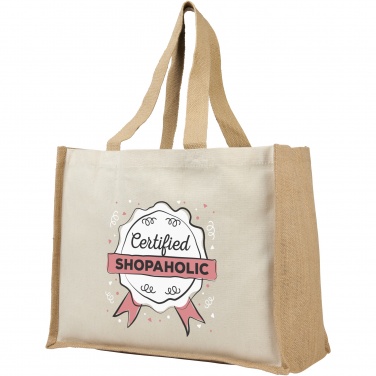 Logo trade business gift photo of: Varai 320 g/m² canvas and jute shopping tote bag 23L