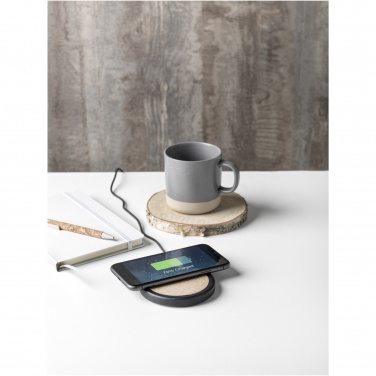 Logo trade promotional products image of: Kivi 10W limestone/cork wireless charging pad