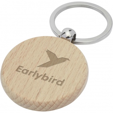 Logo trade advertising product photo of: Giovanni beech wood round keychain