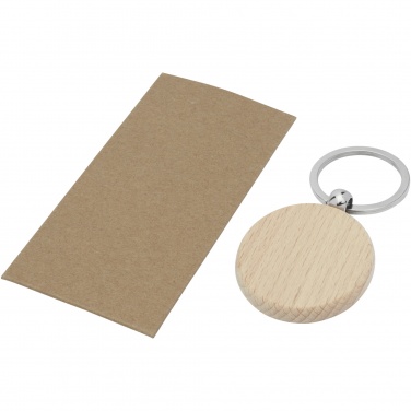 Logo trade promotional items picture of: Giovanni beech wood round keychain