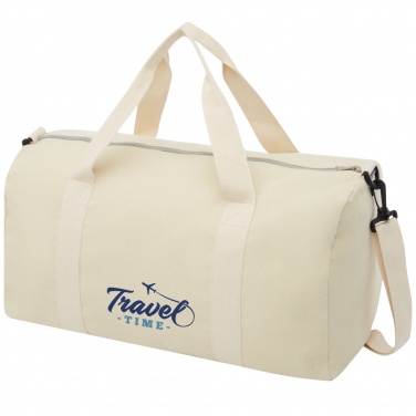 Logo trade promotional giveaways image of: Pheebs 450 g/m² recycled cotton and polyester duffel bag 24L