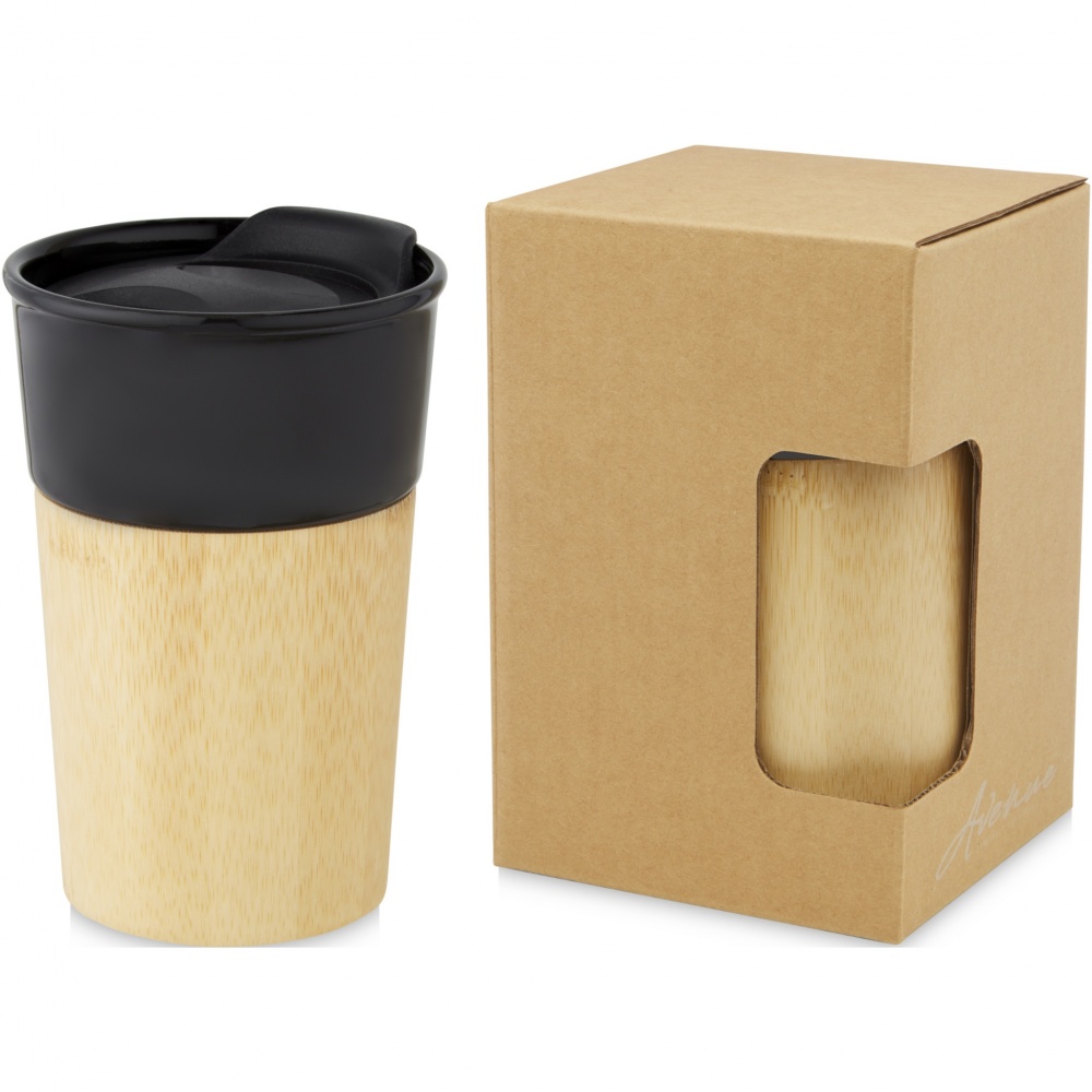 Logo trade promotional giveaway photo of: Pereira 320 ml porcelain mug with bamboo outer wall