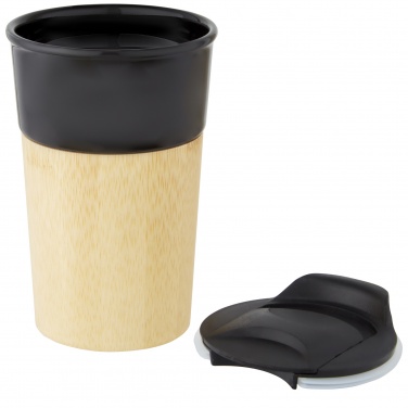 Logo trade advertising product photo of: Pereira 320 ml porcelain mug with bamboo outer wall