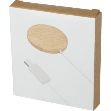 Logotrade promotional item image of: Atra 10W bamboo magnetic wireless charging pad