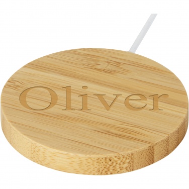 Logo trade promotional item photo of: Atra 10W bamboo magnetic wireless charging pad