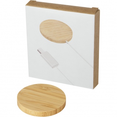 Logotrade promotional merchandise image of: Atra 10W bamboo magnetic wireless charging pad