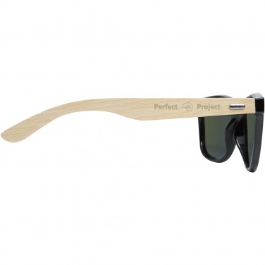 Logo trade corporate gifts image of: Taiyō rPET/bamboo mirrored polarized sunglasses in gift box