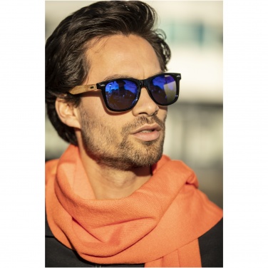Logo trade promotional items image of: Hiru rPET/wood mirrored polarized sunglasses in gift box
