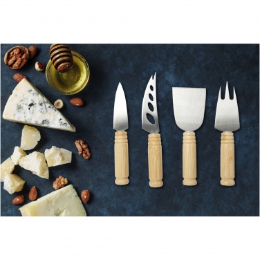 Logo trade promotional gifts image of: Cheds 4-piece bamboo cheese set