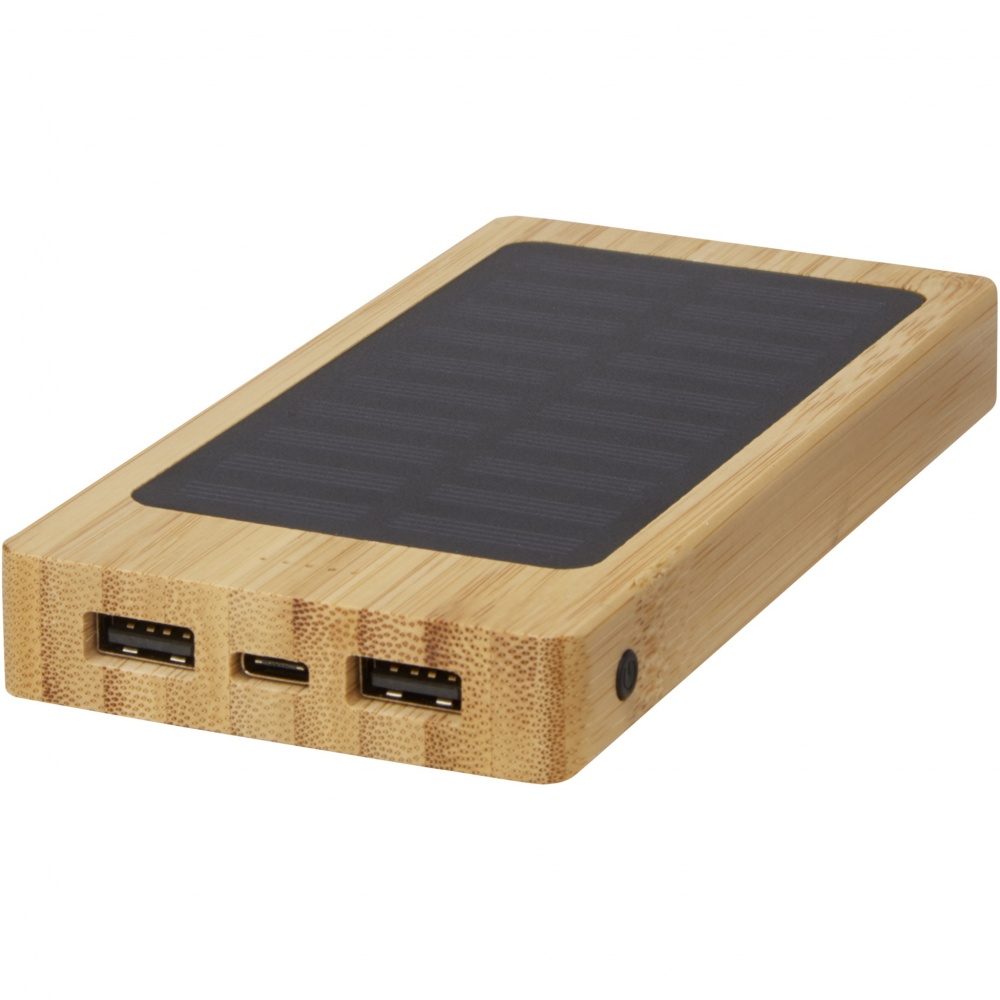 Logo trade promotional gift photo of: Alata 8000 mAh bamboo solar power bank