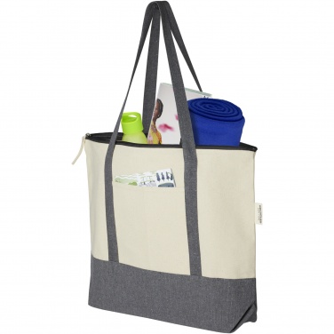 Logo trade promotional gifts image of: Repose 320 g/m² recycled cotton zippered tote bag 10L