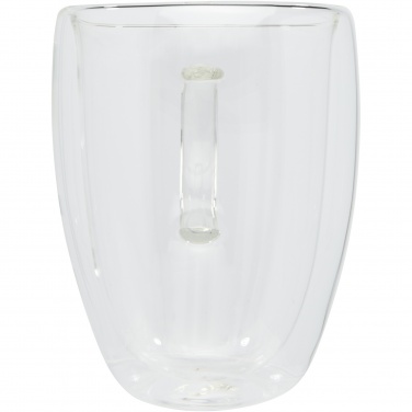 Logo trade promotional merchandise photo of: Manti 2-piece 350 ml double-wall glass cup with bamboo coaster 