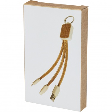 Logo trade advertising products image of: Bates wheat straw and cork 3-in-1 charging cable