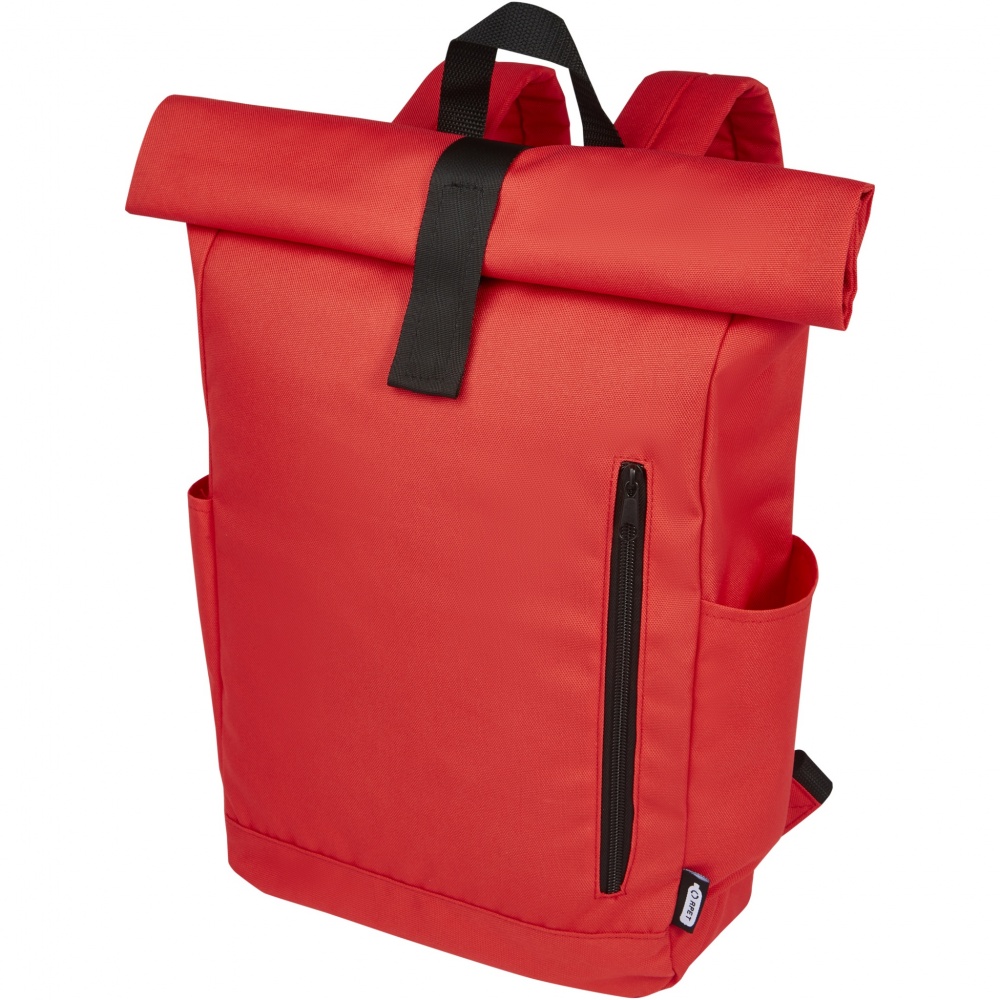 Logo trade promotional giveaways image of: Byron 15.6" GRS RPET roll-top backpack 18L
