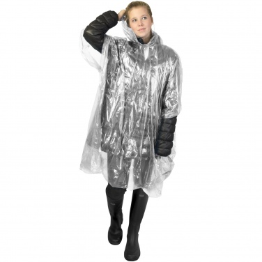 Logo trade promotional giveaways image of: Mayan recycled plastic disposable rain poncho with storage pouch