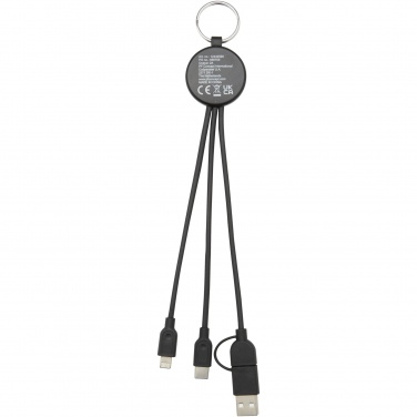 Logotrade advertising products photo of: Tecta 6-in-1 recycled plastic/bamboo charging cable with keyring
