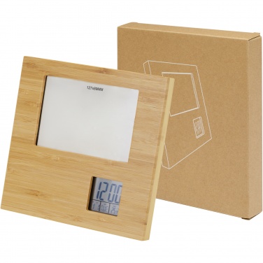 Logo trade corporate gifts picture of: Sasa bamboo photo frame with thermometer