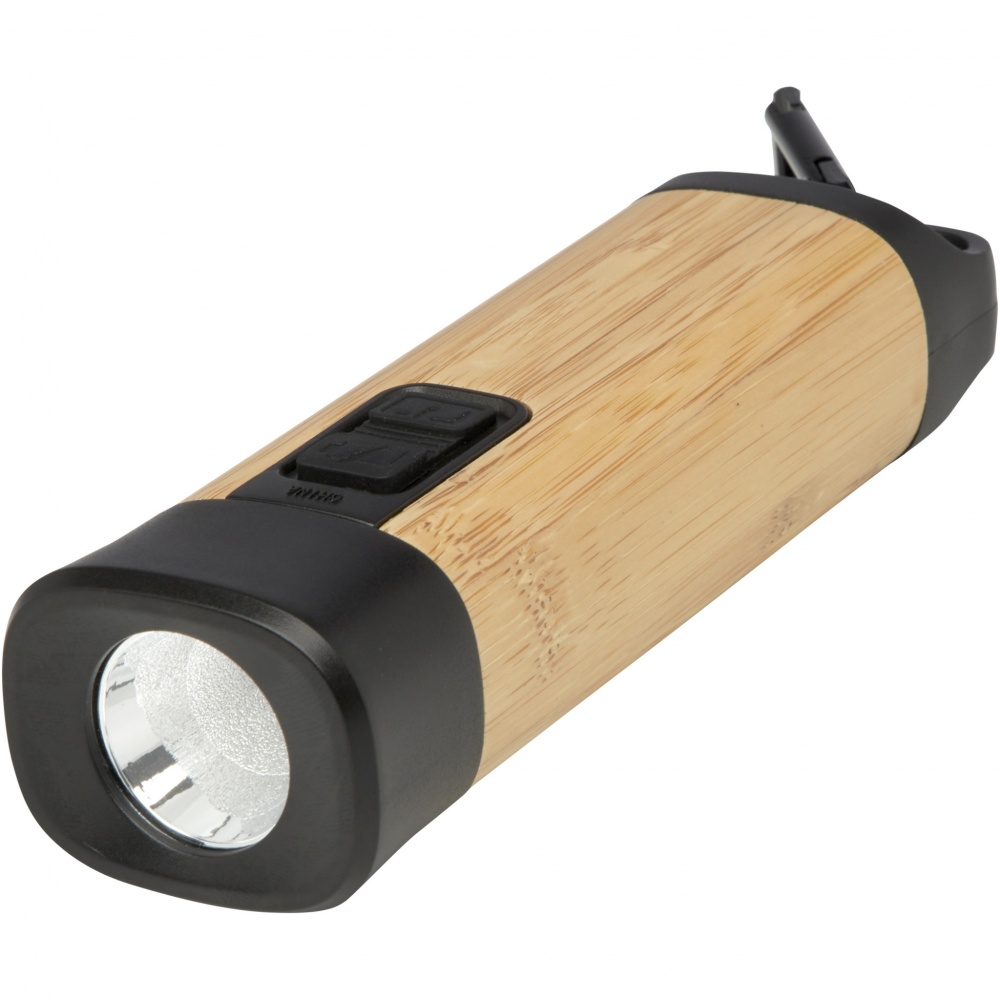 Logo trade corporate gifts picture of: Kuma bamboo/RCS recycled plastic torch with carabiner
