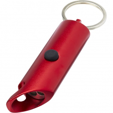 Logotrade advertising product picture of: Flare RCS recycled aluminium IPX LED light and bottle opener with keychain