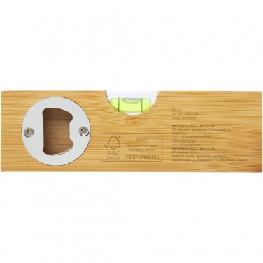 Logotrade promotional giveaway picture of: Flush bamboo spirit level with bottle opener