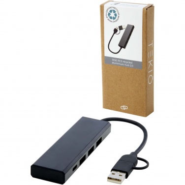 Logo trade promotional gifts picture of: Rise RCS recycled aluminium USB 2.0 hub