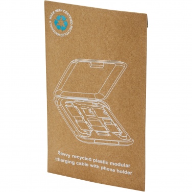 Logo trade advertising products picture of: Savvy recycled plastic modular charging cable with phone holder