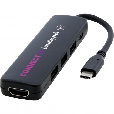 Logo trade advertising products picture of: Loop RCS recycled plastic multimedia adapter USB 2.0-3.0 with HDMI port