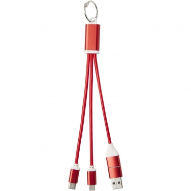 Logo trade corporate gifts image of: Metal 4-in-1 recycled aluminium charging cable with keychain