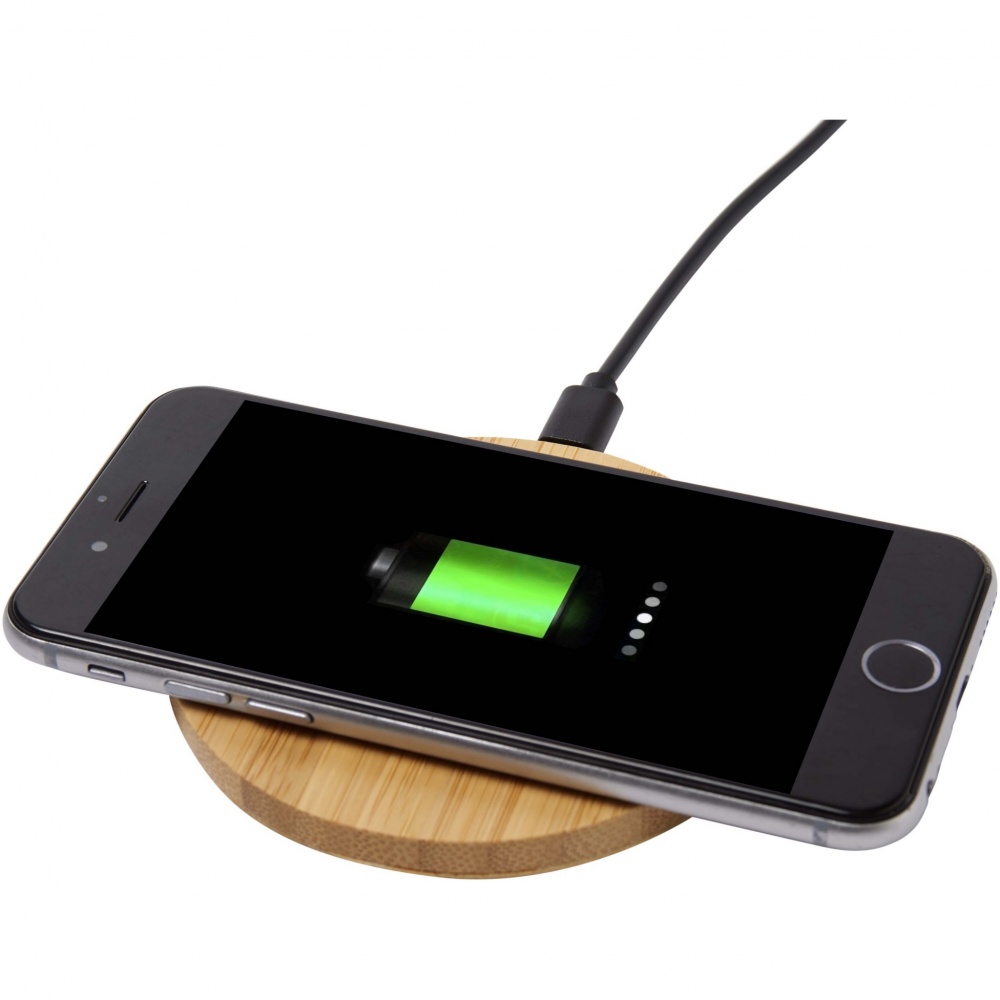 Logo trade promotional giveaways picture of: Essence 15W bamboo wireless charging pad