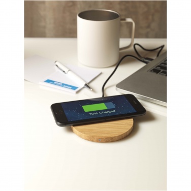 Logotrade business gift image of: Essence 15W bamboo wireless charging pad