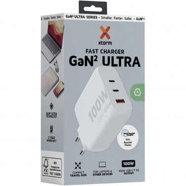 Logo trade promotional giveaways image of: Xtorm XEC100 GaN² Ultra 100W wall charger