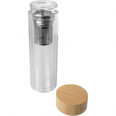 Logo trade corporate gifts picture of: Bailey 400 ml borsilicate glass infuser bottle with bamboo lid