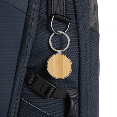 Logotrade promotional product picture of: RCS recycled zinc alloy round keychain with bamboo
