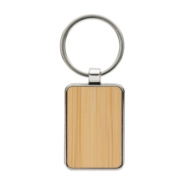 Logotrade advertising product image of: RCS recycled zinc alloy rectangle keychain with bamboo