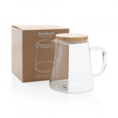 Logo trade promotional item photo of: Ukiyo borosilicate glass carafe with bamboo lid 1.2L