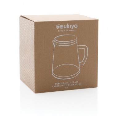 Logotrade business gift image of: Ukiyo borosilicate glass carafe with bamboo lid 1.2L
