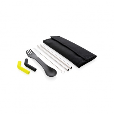 Logo trade advertising products picture of: Tierra 2pcs straw and cutlery set in pouch