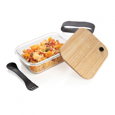 Logo trade business gift photo of: Glass lunchbox with bamboo lid