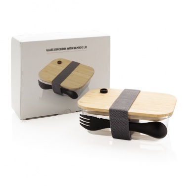 Logo trade corporate gift photo of: Glass lunchbox with bamboo lid