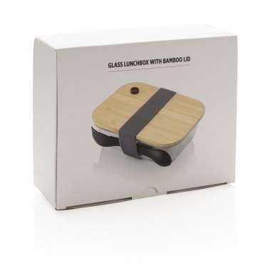Logo trade corporate gifts image of: Glass lunchbox with bamboo lid