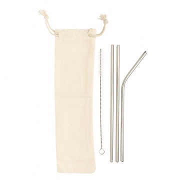 Logotrade promotional giveaway picture of: Reusable stainless steel 3 pcs straw set