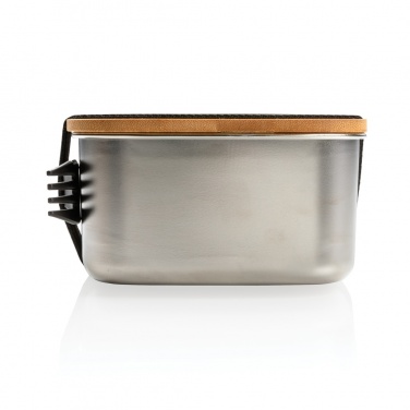 Logotrade promotional giveaways photo of: Stainless steel lunchbox with bamboo lid and spork