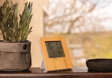 Logo trade promotional merchandise picture of: Bamboo weather station