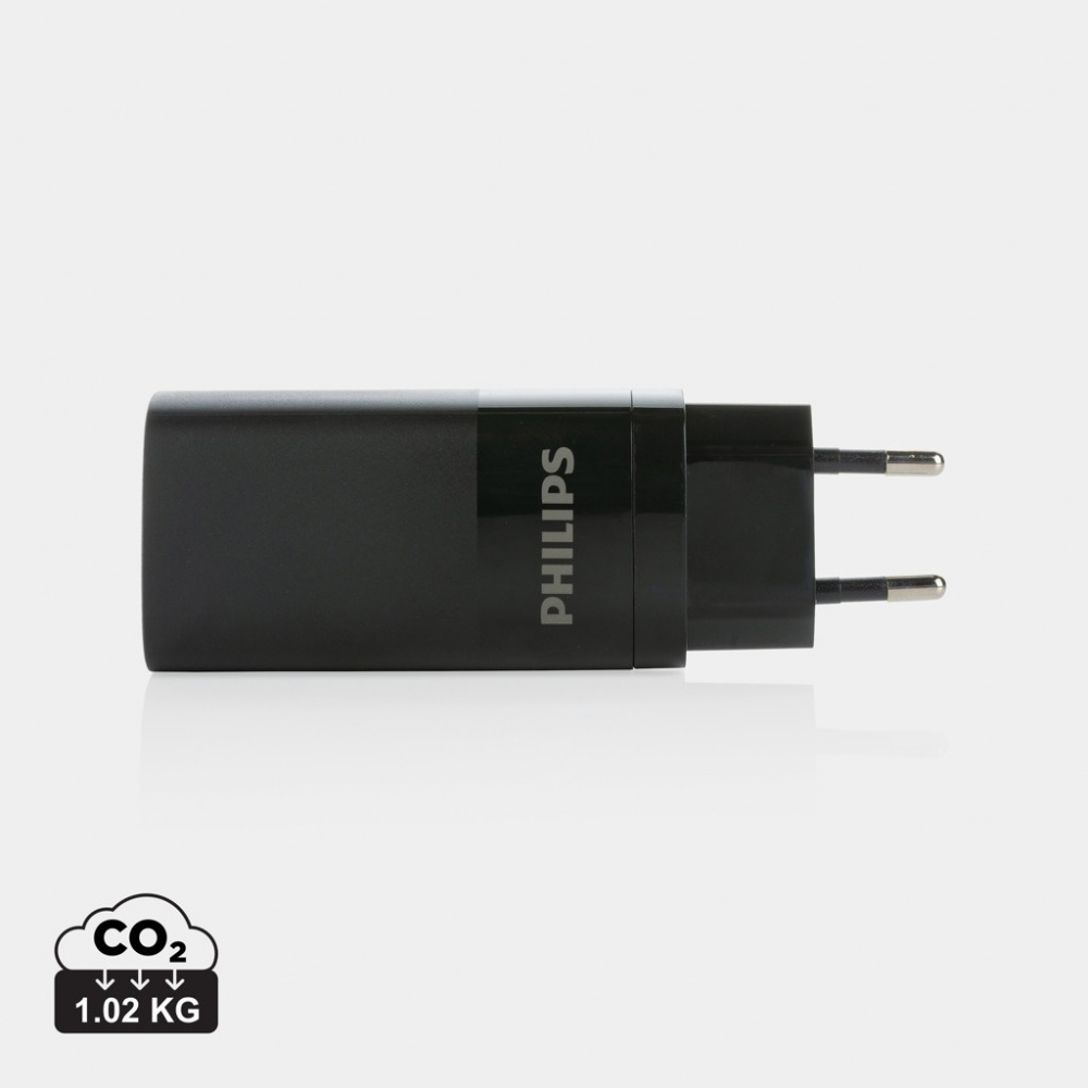 Logo trade promotional item photo of: Philips 65W ultra fast PD 3-port USB wall charger